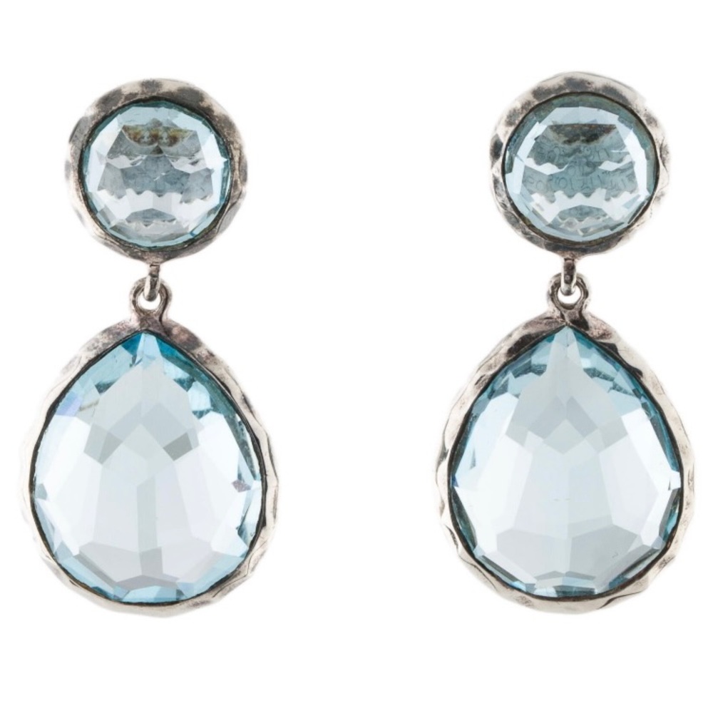 Ippolita sky blue topaz snowman earrings silver very rare huge stones. Beautiful